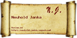 Neuhold Janka névjegykártya